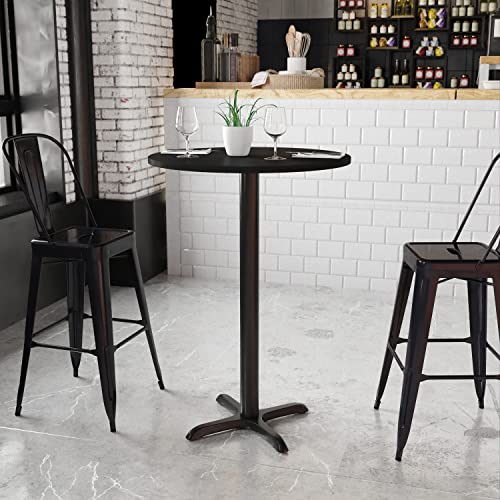 Flash Furniture 30'' Round Black Laminate Table Top With 22'' X 22'' Bar Height Table Base #TOP2