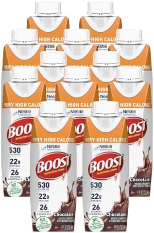 Boost Very High Calorie Nutritional Drink Made with Natural Flavor & No Artificial Flavors, Colors & Sweeteners, Chocolate, 8 FL OZ (Pack of 12)