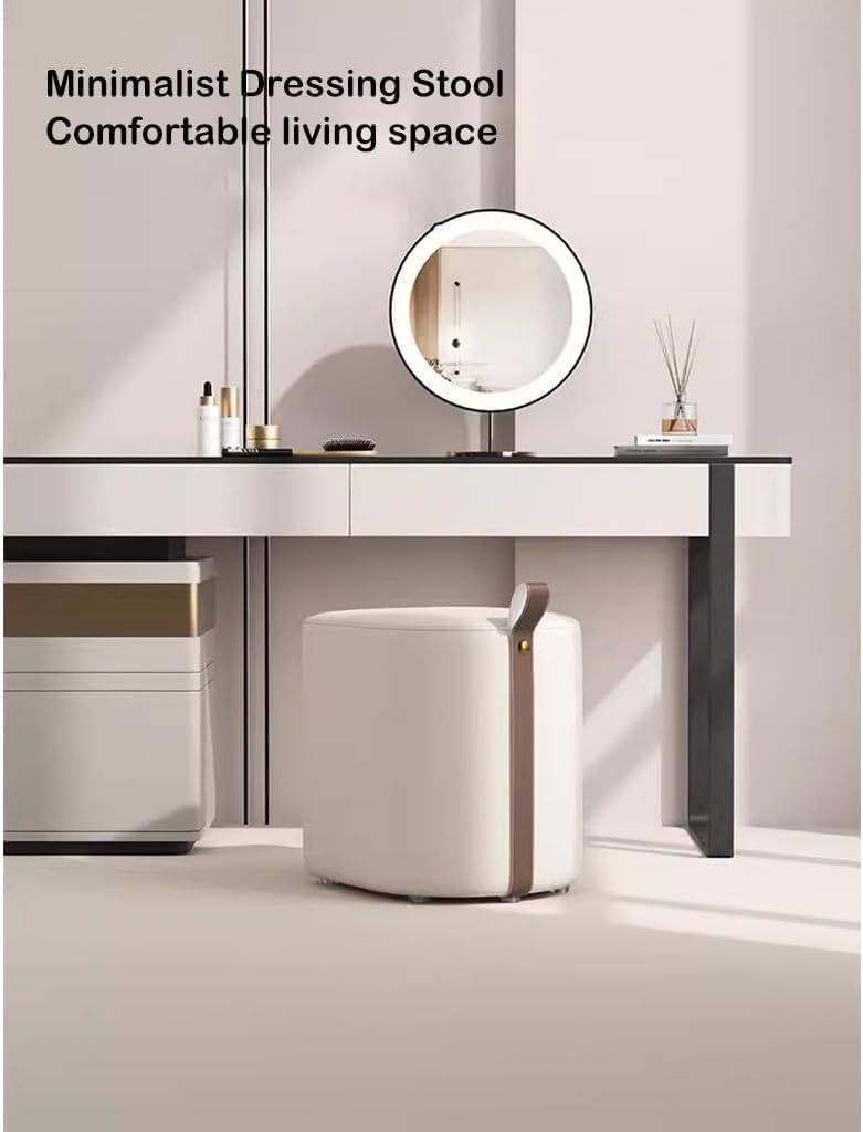 Luxury Girls Makeup Stool Dresser for Bedroom and Living Room White Short Square Stool for Shoes and Foot Rest