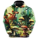 V-DECORPARKS Mythical Dragon Unisex Hoodies 3D Print Mushroom Forest – Pullover Hooded Sweatshirt Hoodies for Men and Women Boys and Girls Series 01 Size L