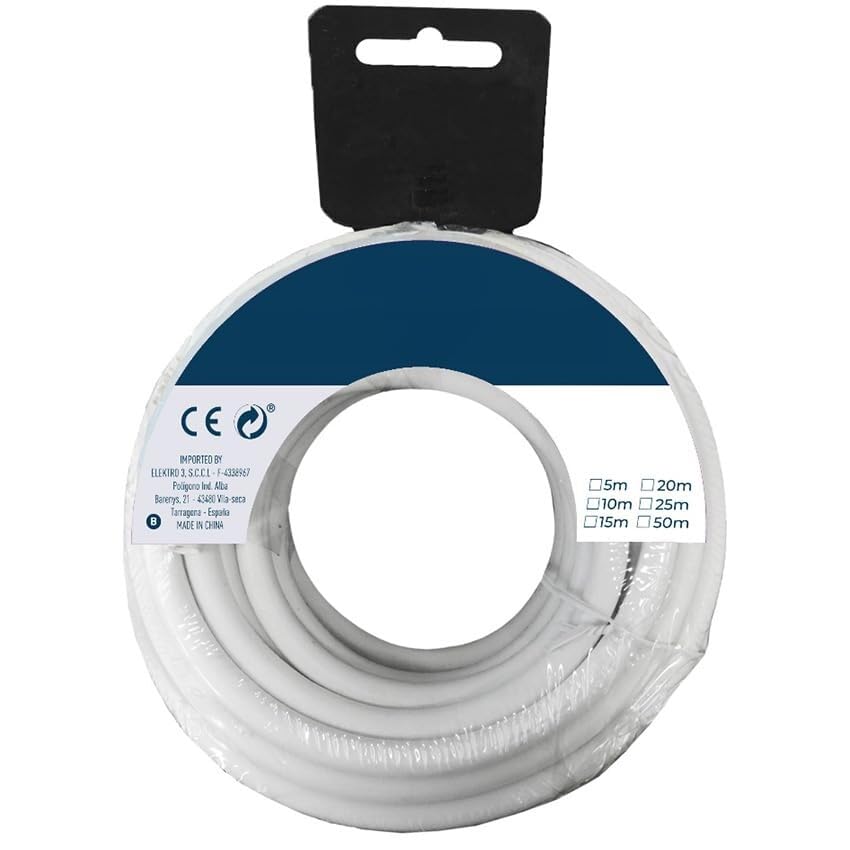 Carrete de manguera tubular H05VV-F, 3G, 2.50 mm², 25 m, ideal para uso en exteriores, herramientas eléctricas y conexiones versátiles.