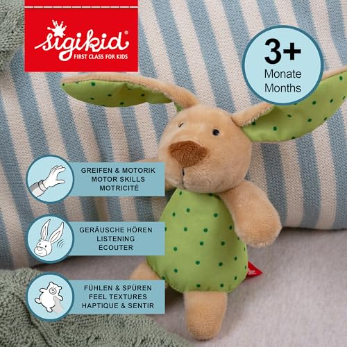 sigikid Rassel & Greiflinge Babyspielzeug Baby-Rassel Plüsch-Hase - Geschenk für Babys ab 3 Monaten, waschbar bei 30 °C