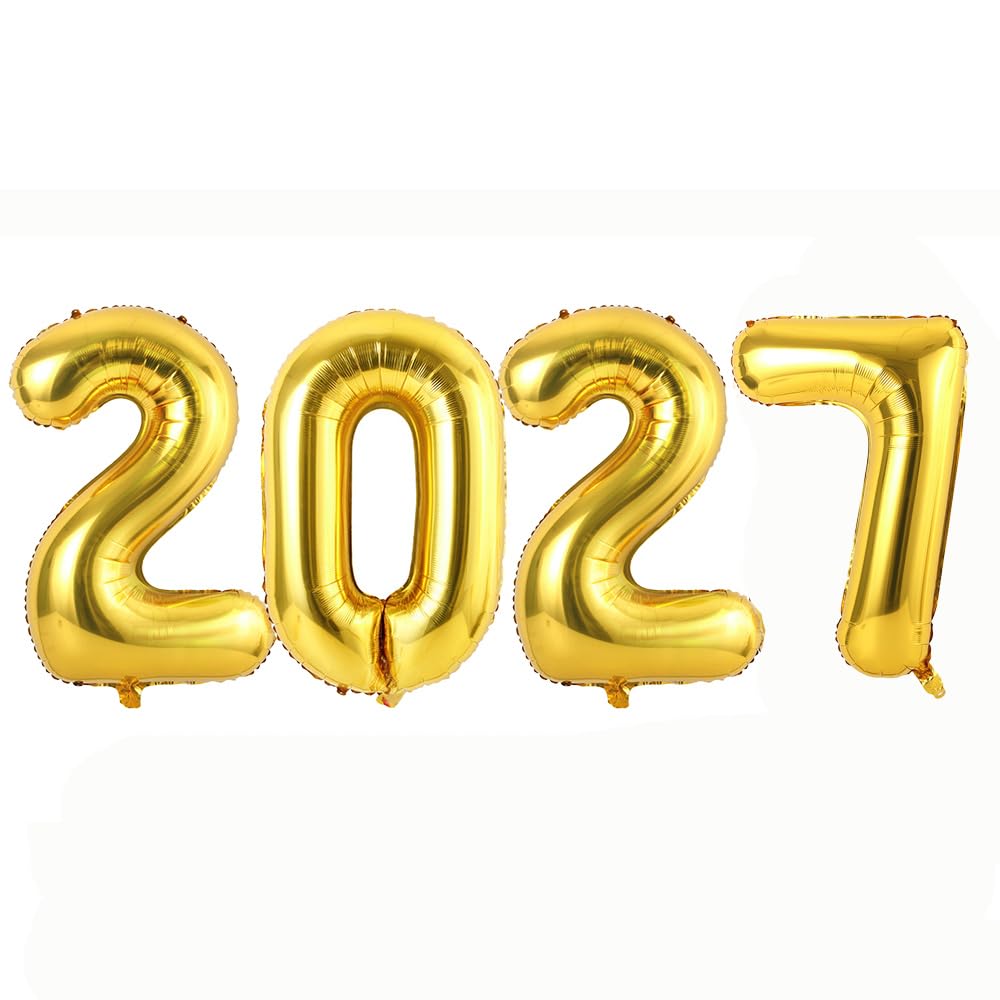 Number 2027 Balloon Golden Numbers Balloons 0 Birthday Party Foil Balloon 2027 Support Helium-2027inch