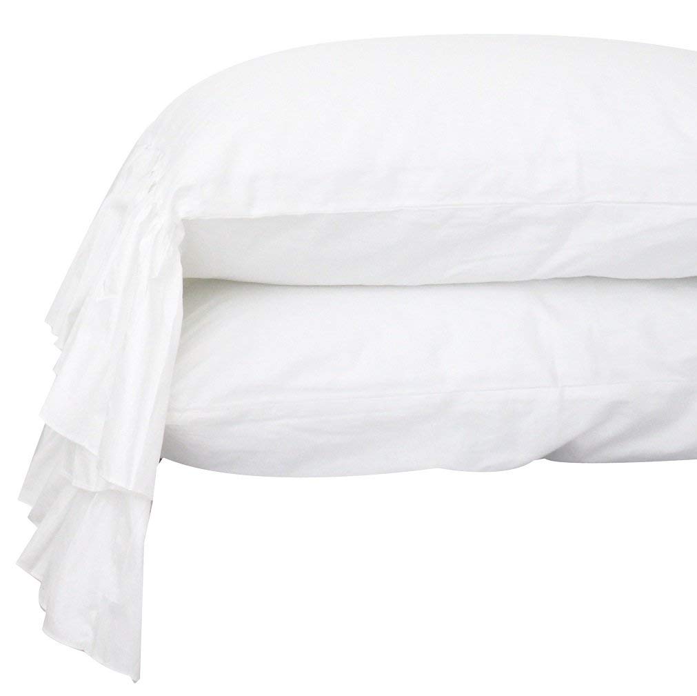 QSH Queen's House White Pillowcases Ruffle Pillow Shams Standard Size Set of 2-Style G