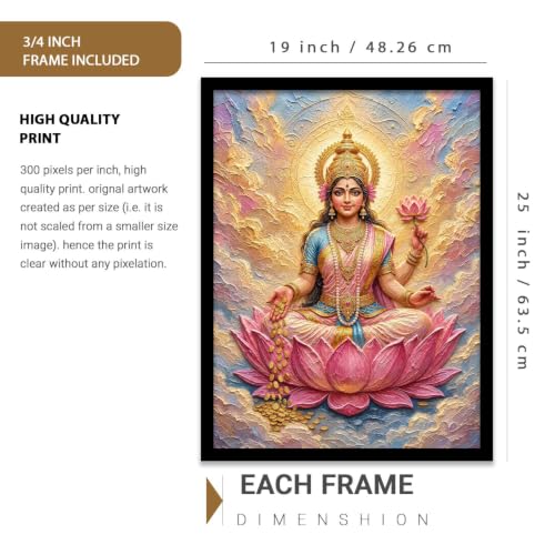 Image of CRAFTLYN Hindu God Wall Art WALL ART Prints Framed Spiritual Religious Paintings for Living Room, Pooja Room, Bedroom, Office, Meditation Room, Home Decor (Saraswati ma, 19 X25, Black)
