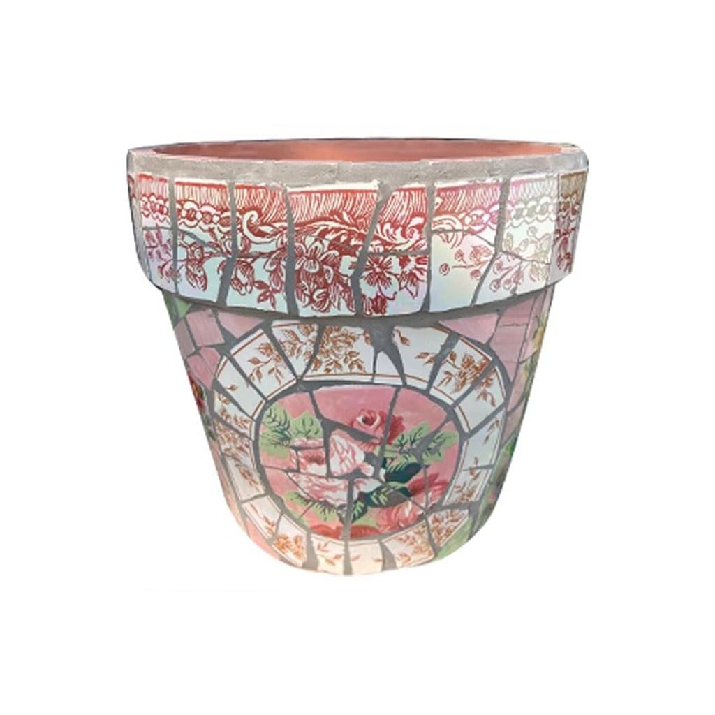GELASIGE Flower Pots Courtyard Garden Round Flower Green Plant Pot Balcony Desktop Ground Flower Pot Outdoor Flower Pots(B)