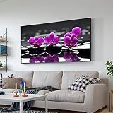 Cuadro de flores - Pinturas artísticas en lienzo de flores de orquídeas - Impresión en lienzo - Decoración de la pared de la sala de estar 70x140cm Sin marco
