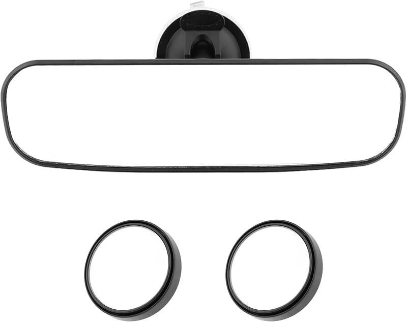 Espelho retrovisor interno veicular UXELY 9,8" convexo ajustável com ventosa – Conjunto com 3 peças