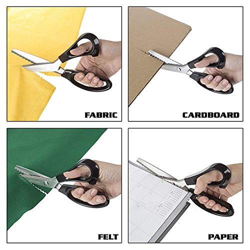 Price Xes 110016 Fabric Pinking Shears Craft Scissors,Serrated Scalloped Stainless Steel Handled Professional Sewing Black Scissors thumb #2