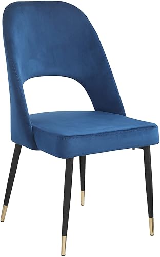 Miniatura 4 de WOKER FURNITURE Sillas de comedor, patas negras con punta dorada, juego de 2 sillas modernas de terciopelo con respaldo sólido, patas de metal,