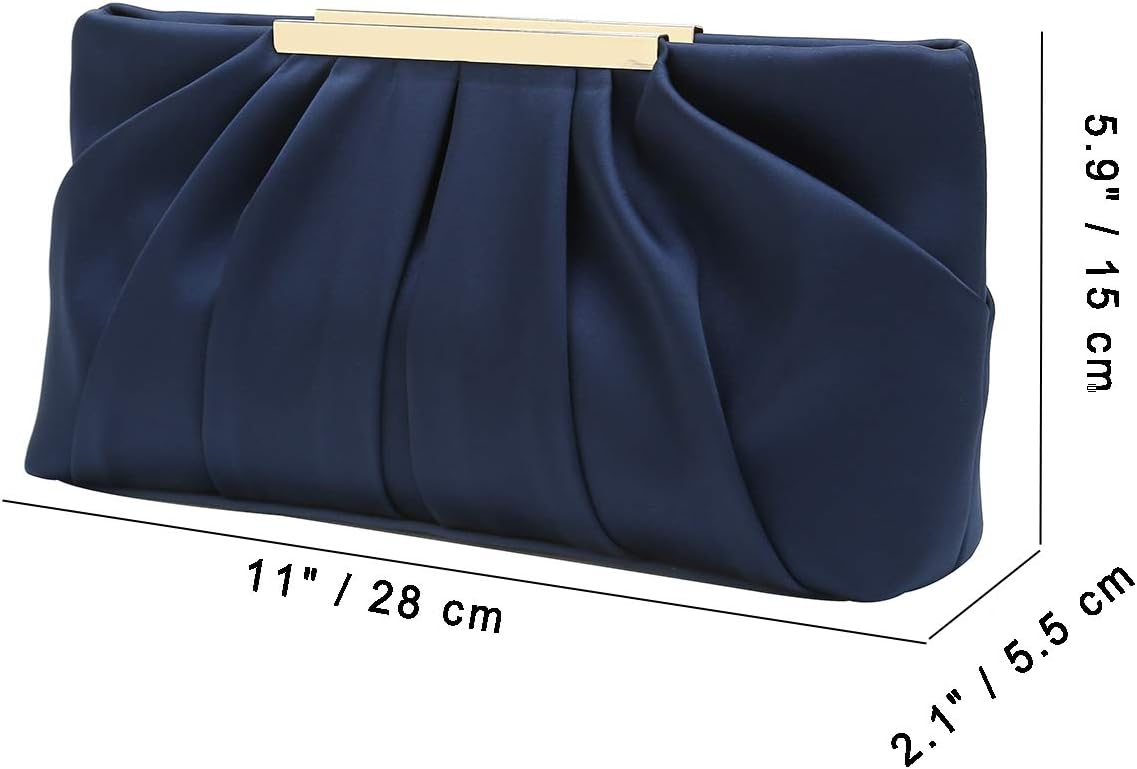 CHARMING TAILOR Clutch Evening Bag Elegant Pleated Satin Formal Handbag Simple Classy Purse for Women - Image 7