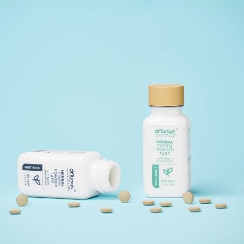 Miniatura 6 de DrTung's Tabletas de pasta de dientes a base de hierbas, pestañas de pasta de dientes sin flúor, pasta de dientes de tamaño de viaje, cumple con la