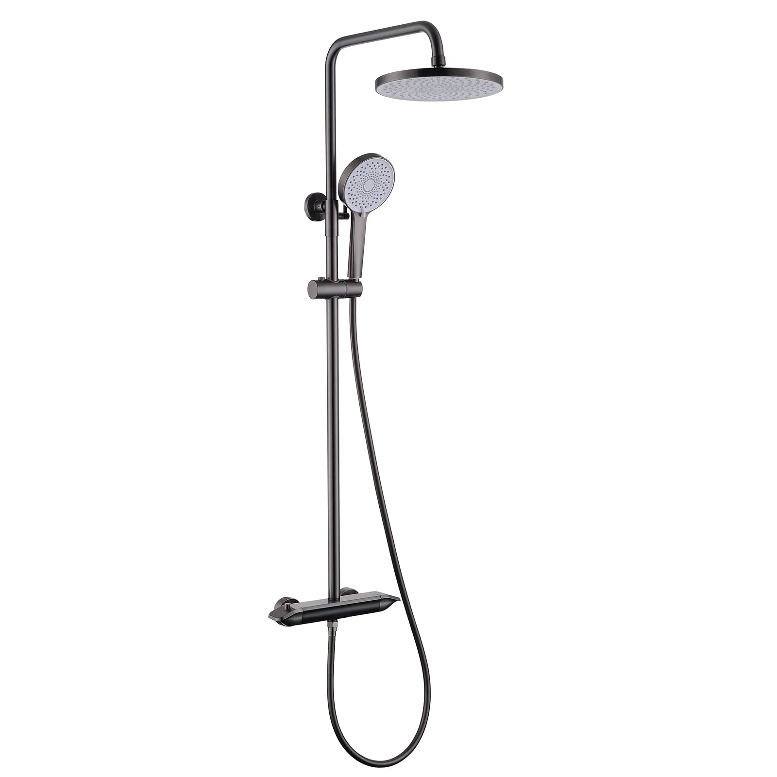 Système de douche gris intelligent thermostatique triple fonction avec pommeau effet pluie