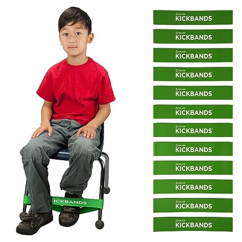 Kick Bands Chair Bands For Kids With Fidgety Feet - Fidget Chair Bands For Kids 12-Pack - Kickbands Bouncy Adhd Band For Classroom Chairs & Desks - Solace Sensory Kickband (Green) #TOP1