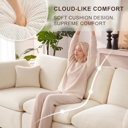 Image of 78 inch Loveseat Sofa, Small Boneless Couch for Living Room, Beige | Love Seat, Couches for Living Room & Apartments & Bedroom, Deep Seat, Kid & Pet Friendly, Family Ready
