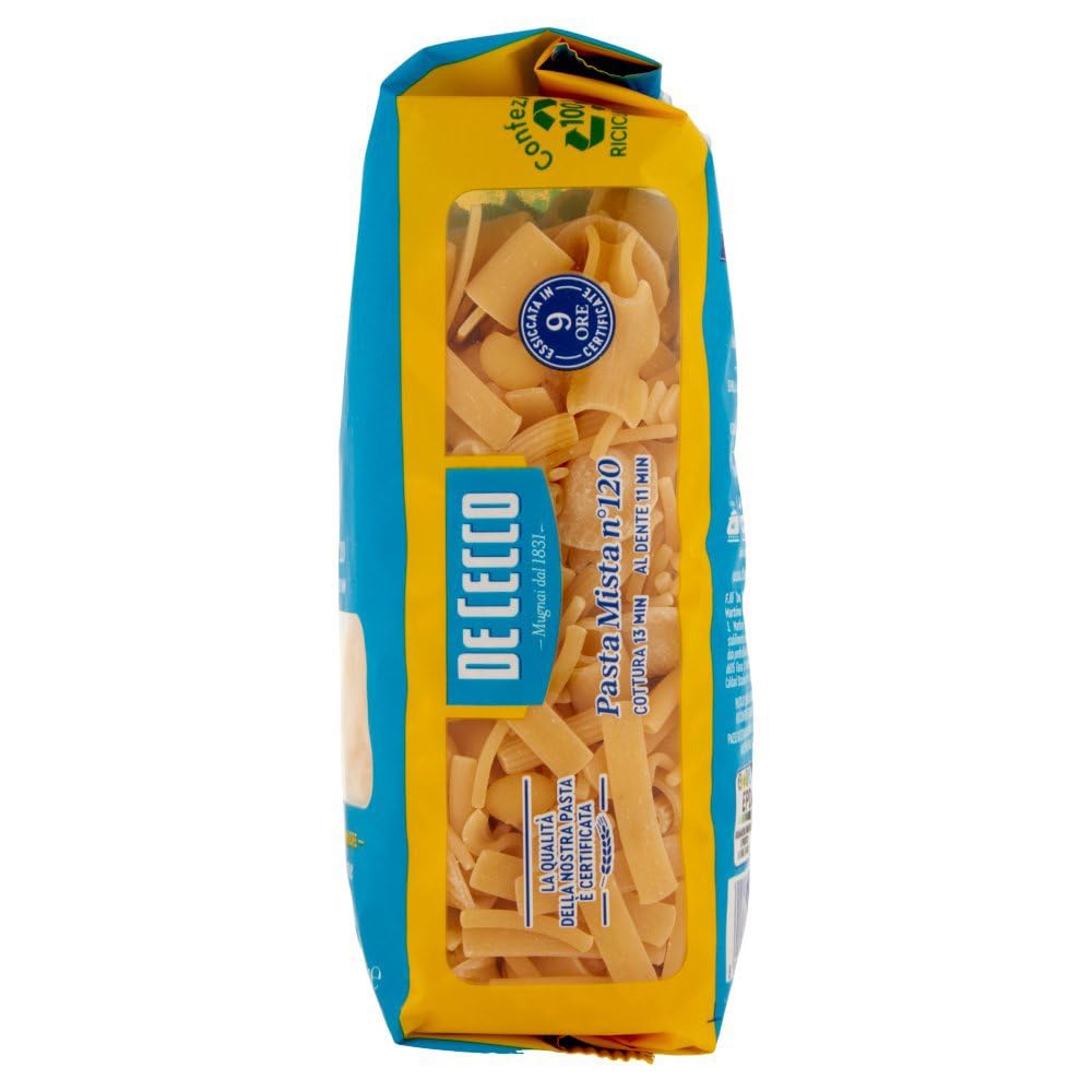De Cecco Pasta Mista n°120 - Pasta 24 x 500 g | Secado lento | Sémola de trigo duro de alta calidad | Horneado 13 min (al diente 11), ideal para sopas y platos tradicionales + Italian Gourmet polpa