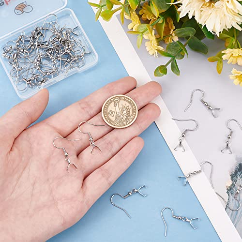Beebeecraft 1 Box 50Pcs Earring Hooks with Pendant Clasp Stainless Steel French Wire Earring Ball Hooks with Pinch Bails for DIY Jewellery Earring Making - Image 3