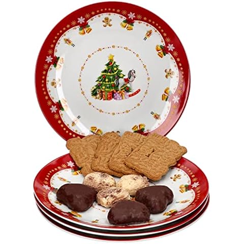 Van Well 4er Set Weihnachtszauber Kuchenteller I 4 Personen I Gebäckteller Cover
