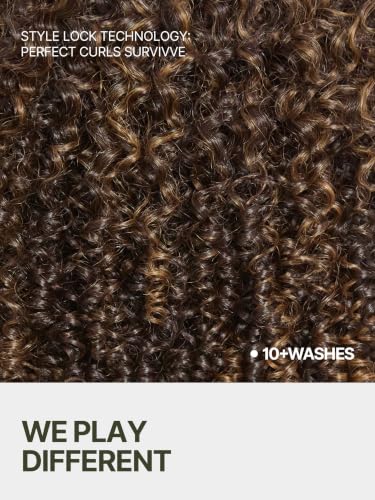 Image of Veralux Fiber Blend Human Hair 200% Density Short Curly Wigs for Black Women 13X6 HD Lace Frontal Glueless Wig 12 Inches Highlight Brown Color Ready to Go Headband Wig