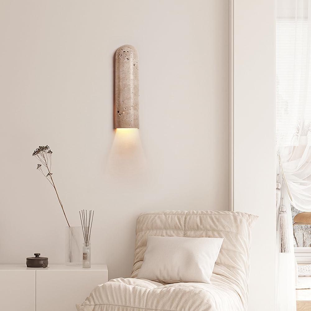 G9 Light Source Minimalist Wall, Industrial Style Yellow Travertine Lamp, Single Head Flush Mounted Sconce, Hallway Living Room Balcony Decoration Fixtures