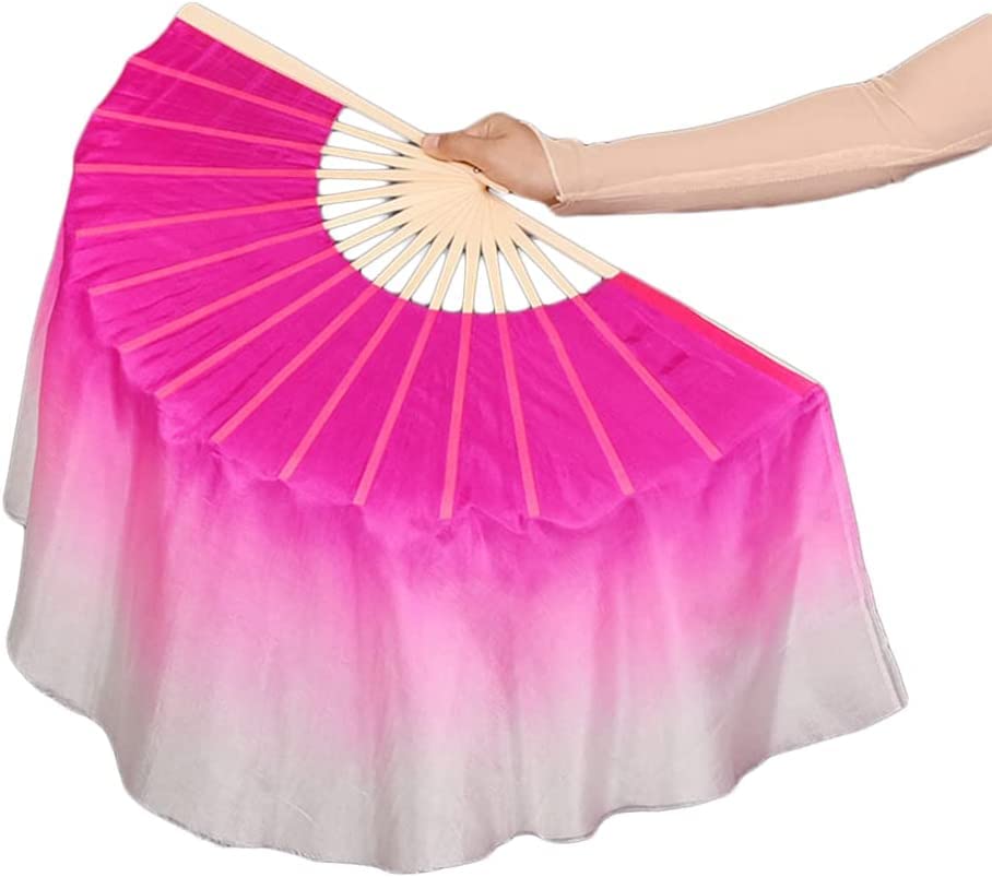 Éventails Longs En Soie Voiles éventail De Danse, éventails En Soie, 1 Paire / 1 Pièce De Danse Du Ventre En Soie Teinte à La Main Long éventail éventails De Danse Chinoise
