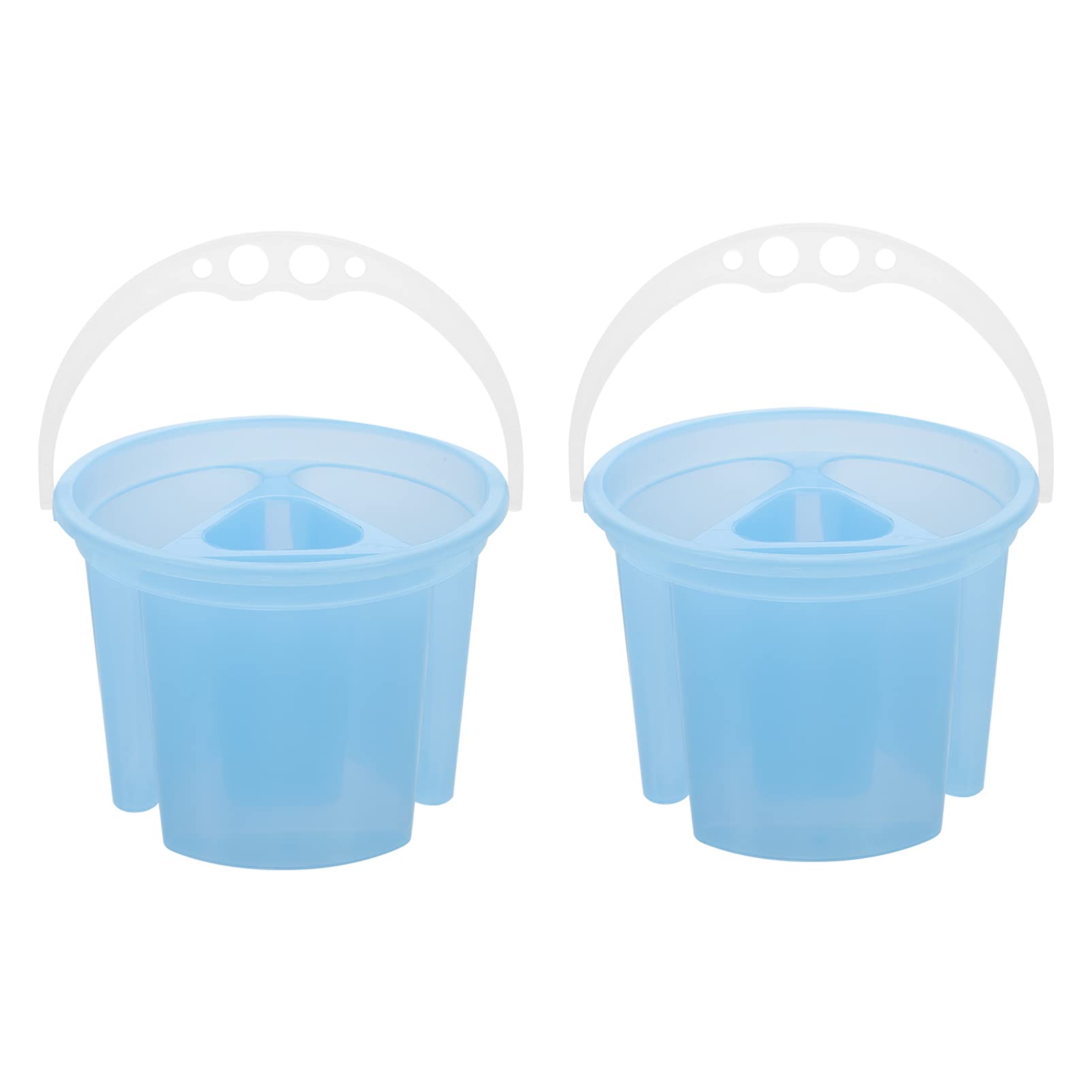 EXCEART 2Pcs Artist Brush Basins Painting Beushes Bucket with Brush Houlder Handle Wash Tanks Painting Water Pots Containers Watercolor Painting Tools Blue - Image 8