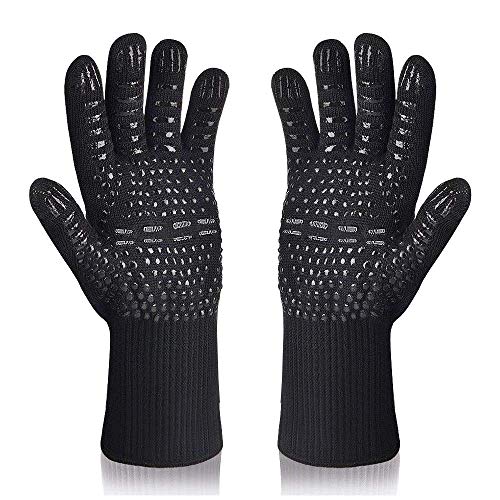 TanmarBBQ Grill Gloves, 1472Â°F Extreme Heat Resistant Grilling Gloves Non-Slip Oven Mitts Potholder, Perfect for Barbecue, Cooking, Baking, Fireplace, Smoker - 1 Pair (Black)
