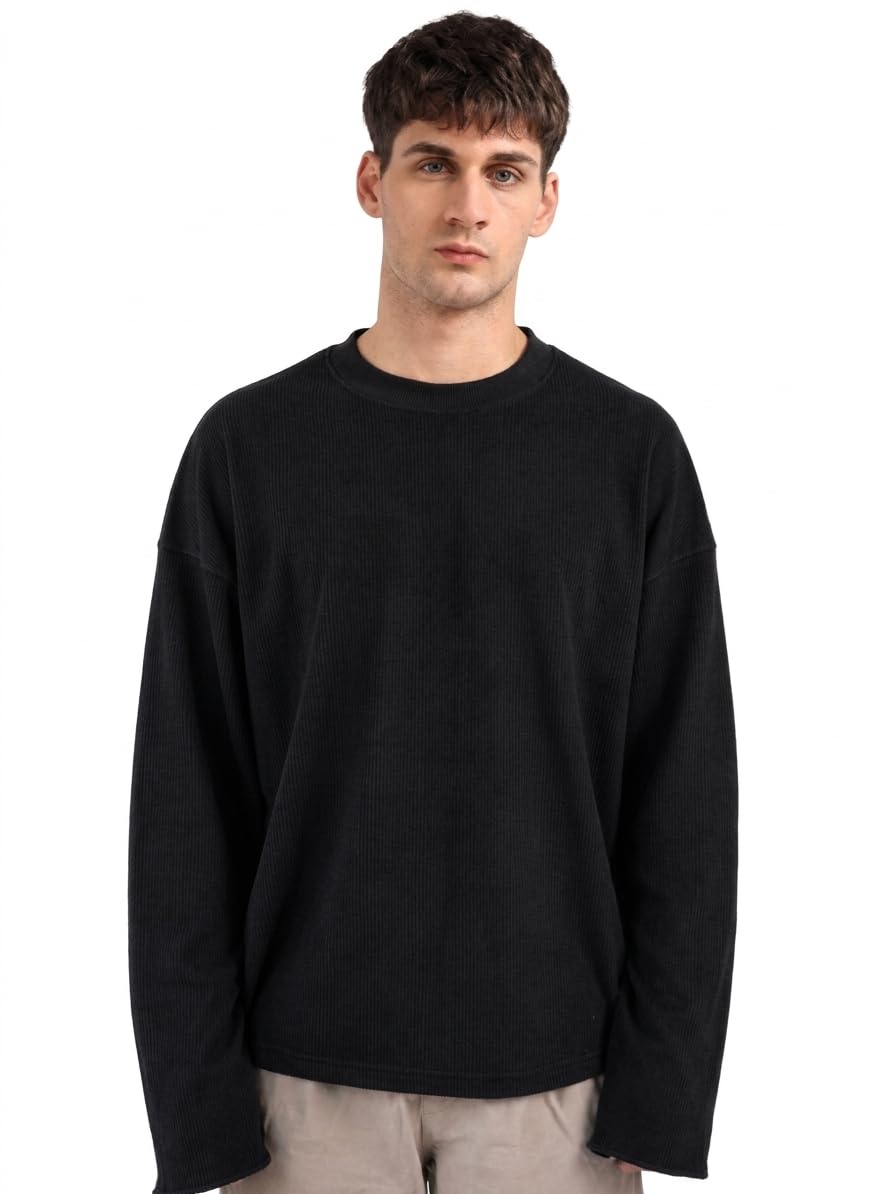 mohicans Waffle Textured Oversized T-Shirt for Men-picture-38