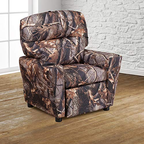 image for Flash Furniture Contemporary Camouflaged Fabric Kids Recliner with Cup