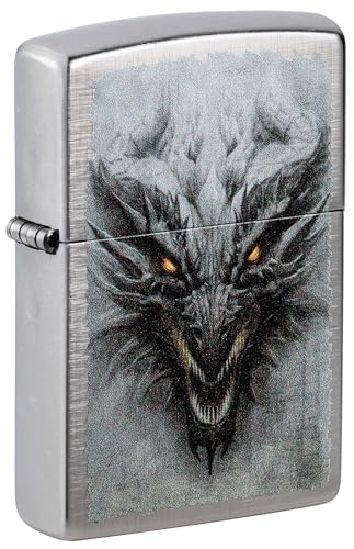 Image of Zippo Dragon Windproof Lighter - Fierce Mythical Creature Design, Matte Finish, Refillable
