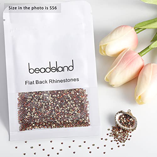 Image of Beadsland 2880pcs Flat Back Crystal Rhinestones Round Gems for Nail Art and Craft Glue Fix,Amber,SS6,1.9-2.1mm | Flatback Glass Gems, 1.9-2.1mm, for Nail Art Craft, Glue Fix