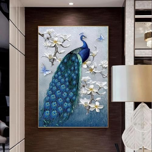 Peinture paon toile pour sublimer le design de votre salon moderne