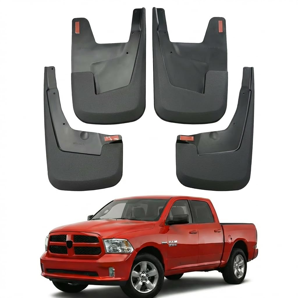 Mud Flaps for Dodge Ram 1500 2019–2024 Accessories – Heavy Duty No Drill 4PCS Splash Guards Without Fender Flares (NOT fits Classic or TRX Models)– All Weather Pickup Truck