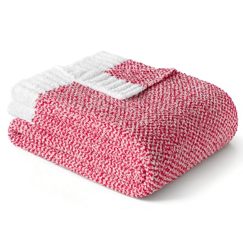 Exclusivo Mezcla Manta de Cuadros, Suave y Ligera, Reversible para Sofá y Cama, Todas Las Estaciones, 130 x 150 cm, Rojo Mezclado