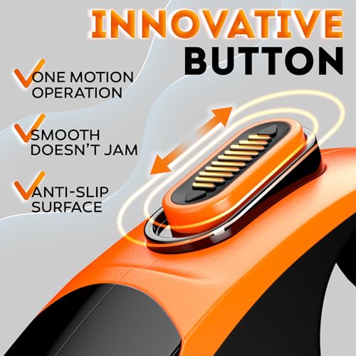 Retractable Dog Leash 18.2 ft – Chew Proof Cable Included – 360° Tangle-Free Design – Heavy Duty Reflective Leash – Soft Anti-Slip Grip Outdoor for Small Medium & Large Dogs up to 110 lbs (Orange) - Image 6