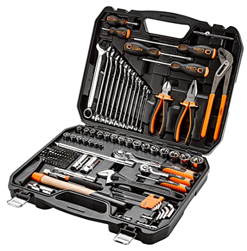 Neo Tools 143 Attrezzi In Acciaio Crv Per Lavori Meccanici, Elettrici, Sanitari E Casalinghi, Valigetta Solida Con Morsetti Metallici - 8