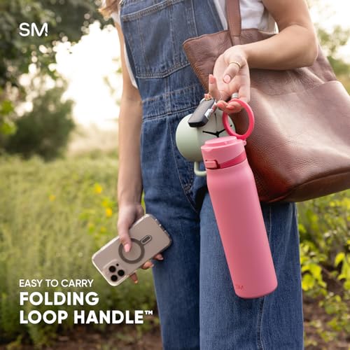 Simple Modern Mesa Loop Water Bottle with Straw | 24oz Cup Holder Friendly Insulated Stainless Steel Bottles for Travel, Sports and School | Winter White