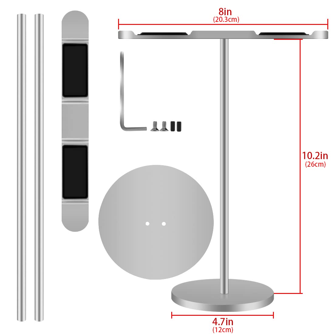 Geekria Alliage d'aluminium Double Support pour Casque Grand Over Ear, Support de Casque de Jeu, Support d'affichage de Bureau avec Base Solide Compatible avec Beats, Bose, Sony, AKG, ATH, B&O(Argent