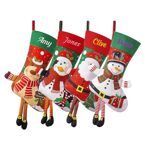 SINKSONS Personalized Christmas Stocking - Customized Embroidered Name, Large 18