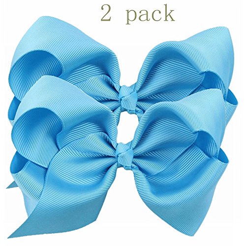 Oyedens Horquillas para el cabello con lazo grande para niñas blanco azul Talla:talla única