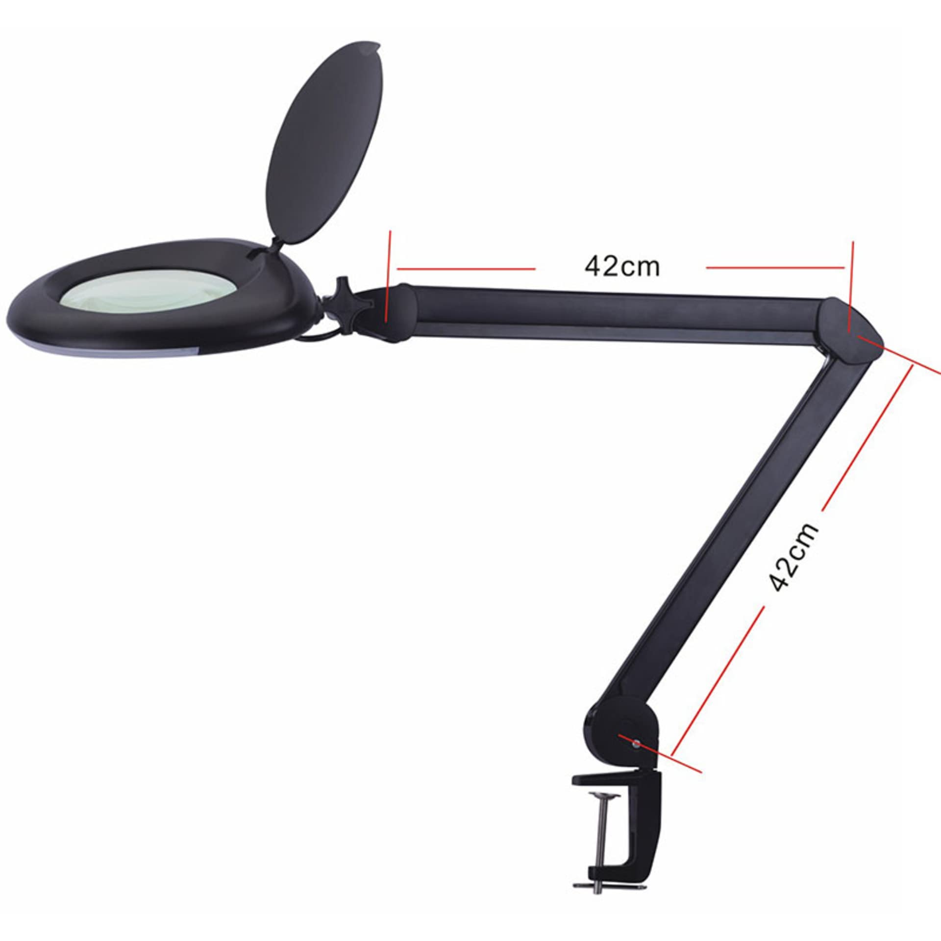 ELV Lampa LED z lupą, 2,25-krotne powiększenie, 650 lumenów, czarna