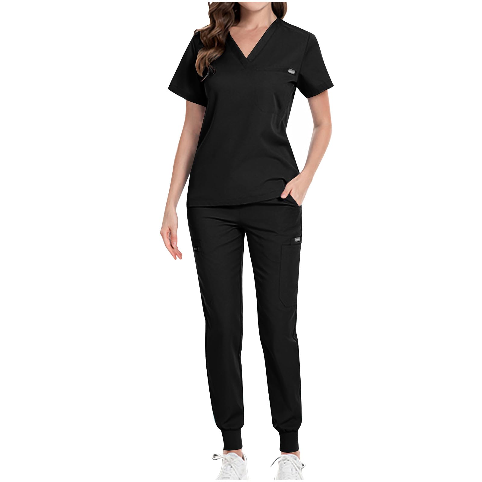 Kasacks Damen Pflege 2-Teiliges Set Medizinische Uniform Set Pflege Set Sommer Stretch Schlupfhemd Schlupfhose Schrubb-Set Arbeitskleidung Medizinische Arbeitskleidung für Pflege Ärzte und Ärztinnen