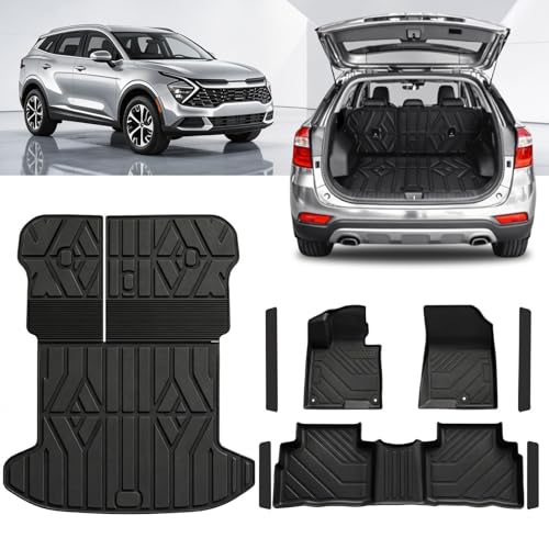 SSESS TPE Floor Mats Set for Kia Sportage 2026 2025 2024 2023 All Weather TPE Custom Fit Floor Liners & Cargo Liner & Backrest Mats (Only Fit Gas Not Fit Hybrid)