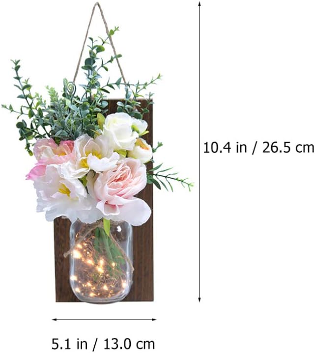 Uonlytech 1pc Vintage Glass Bottle Wall Lamp Decorative Wall Hanging Light for Living Room Bedroom Cafe Office Unique Simulation Flower Design No Battery Included