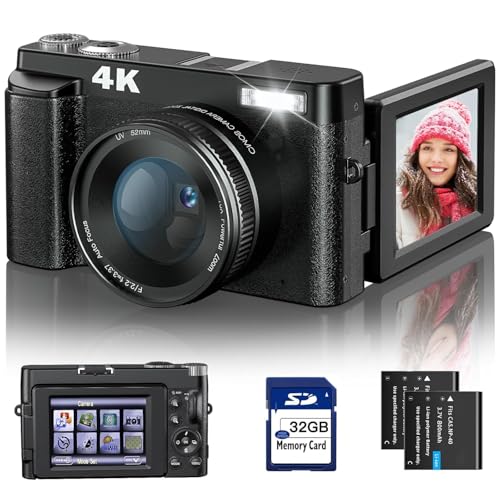Image of 4K Digital Camera, Autofocus, 48 Megapixels, 4K Resolution,HDMI Output, 16x Digital Zoom, 3-Inch Large Screen, Spare Battery 128 Gb (CAM30)