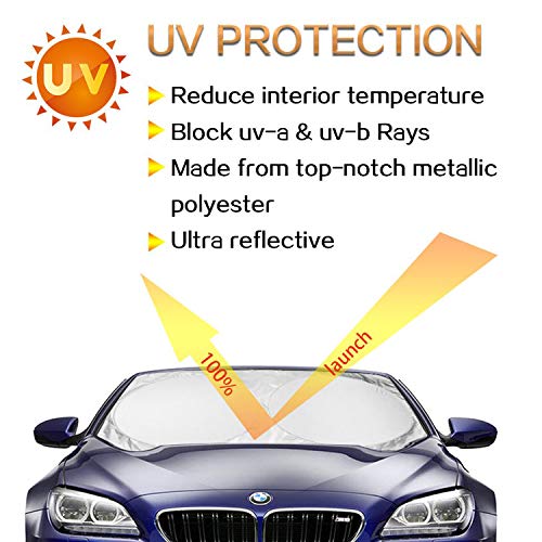 XBRN 6 Pcs Car Windshield Sunshade UV Protector Folding Silvering,Car Window Sun Shade Visor Shield Cover, Sun Shade UV Reflector, Keeps Vehicle Cool, Sun Protection for Baby Auto Car SUV - Thumbnail 3