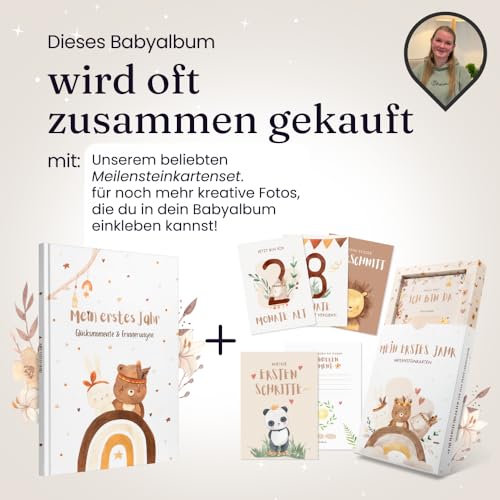 EULENTALER® Das Original Babytagebuch Boho I Von Pädagogen gestaltet I Mit süßen Waldtieren & stabilem Papier I Viel Platz für Fotos I Babyalbum Mein erstes Jahr – Geschenk zur Geburt & Babyparty 6