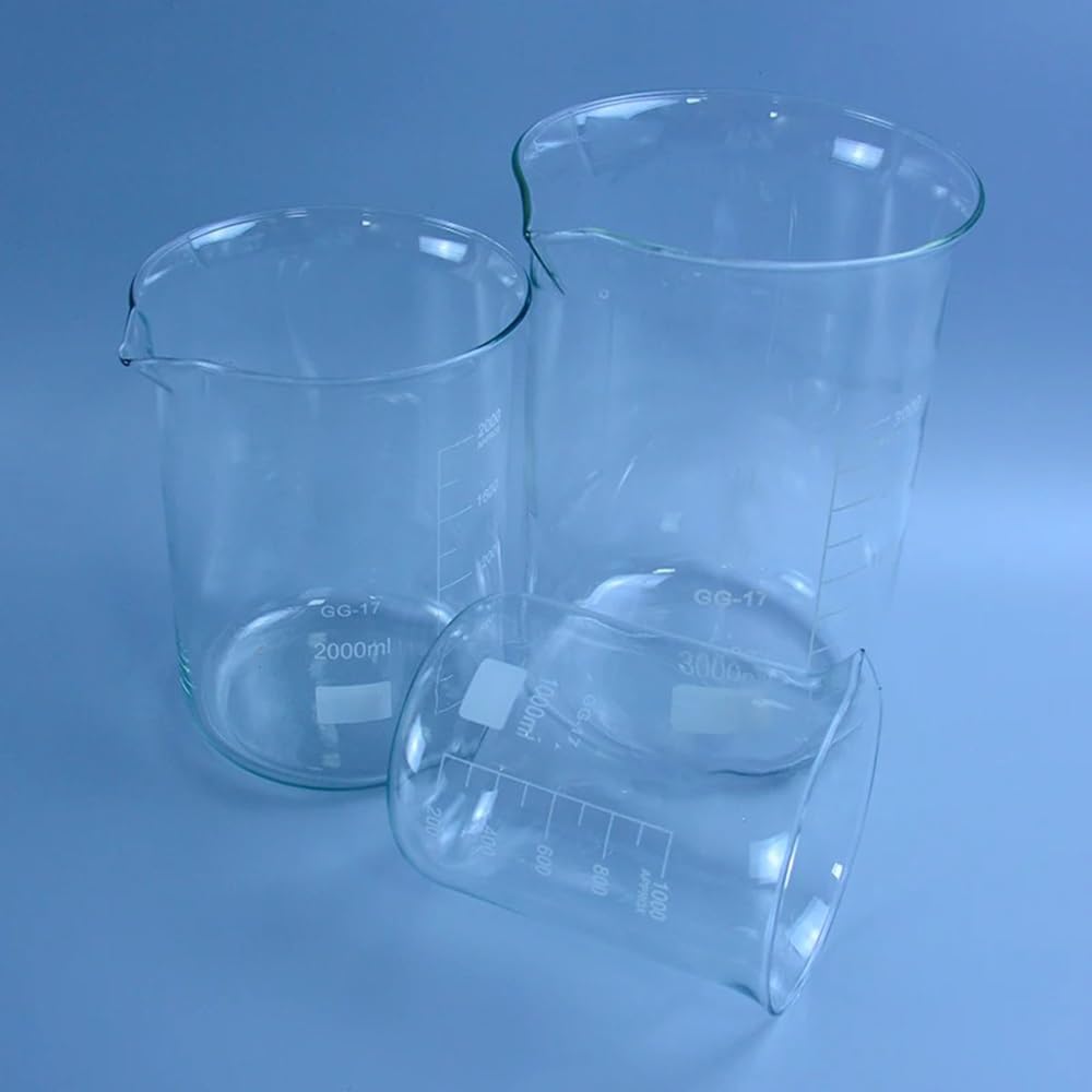 Attrezzature e forniture di laboratorio Becher da laboratorio in vetro borosilicato trasparente 1000 ml, 2000 e 250, di forma bassa, ispessito, con beccuccio