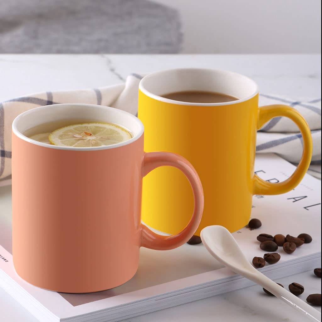 Generic Tazas de Café de Cerámica de Color, Juegos de Cerámica de Fondo Plano, Tazas de Café Multicolor Brillantes/Verde + Amarillo/330 Ml
