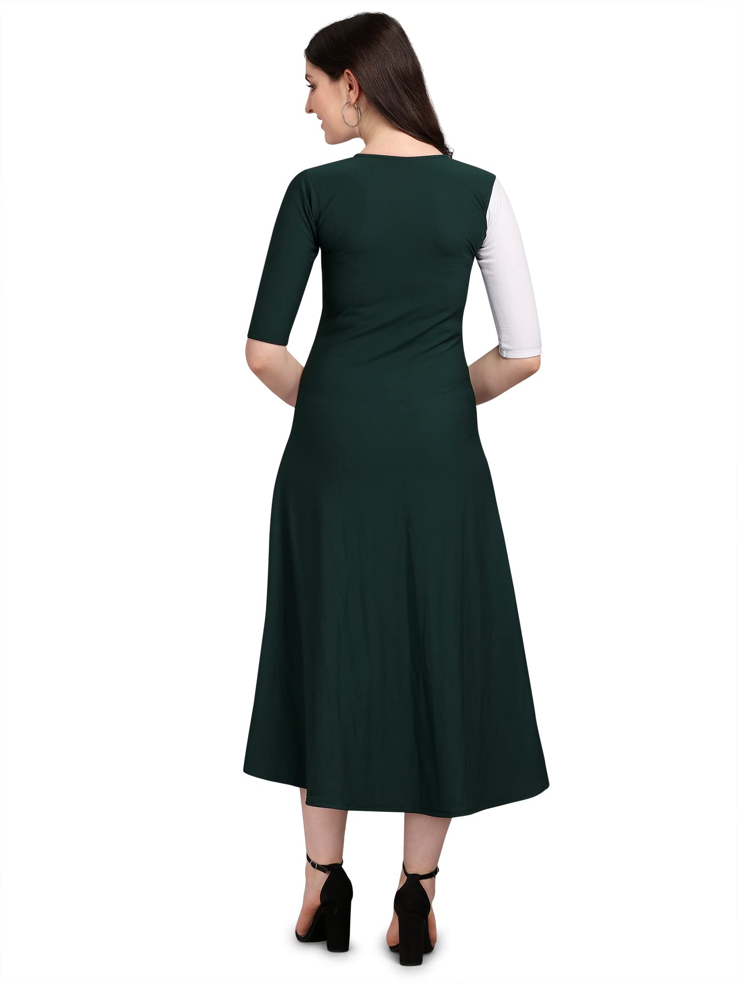 Purvaja Women's Corduroy Fit And Flare Maxi Dress (Lucy-540-Wh-Gn-L_White